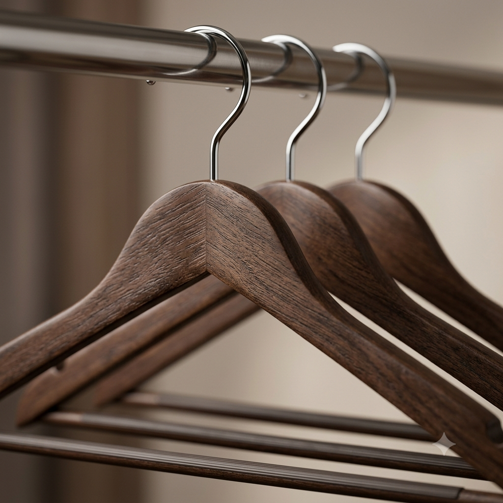 NaturCraft Walnut Wood Hangers – Set of 10