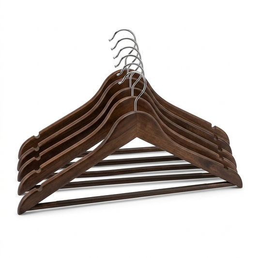 NaturCraft Walnut Wood Hangers – Set of 10