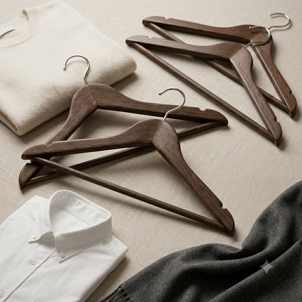 NaturCraft Walnut Wood Hangers – Set of 10